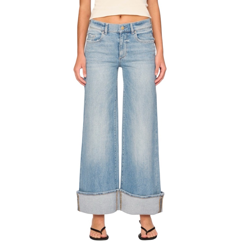 DL1961 Light Blue Wide Leg Cuffed Jeans
